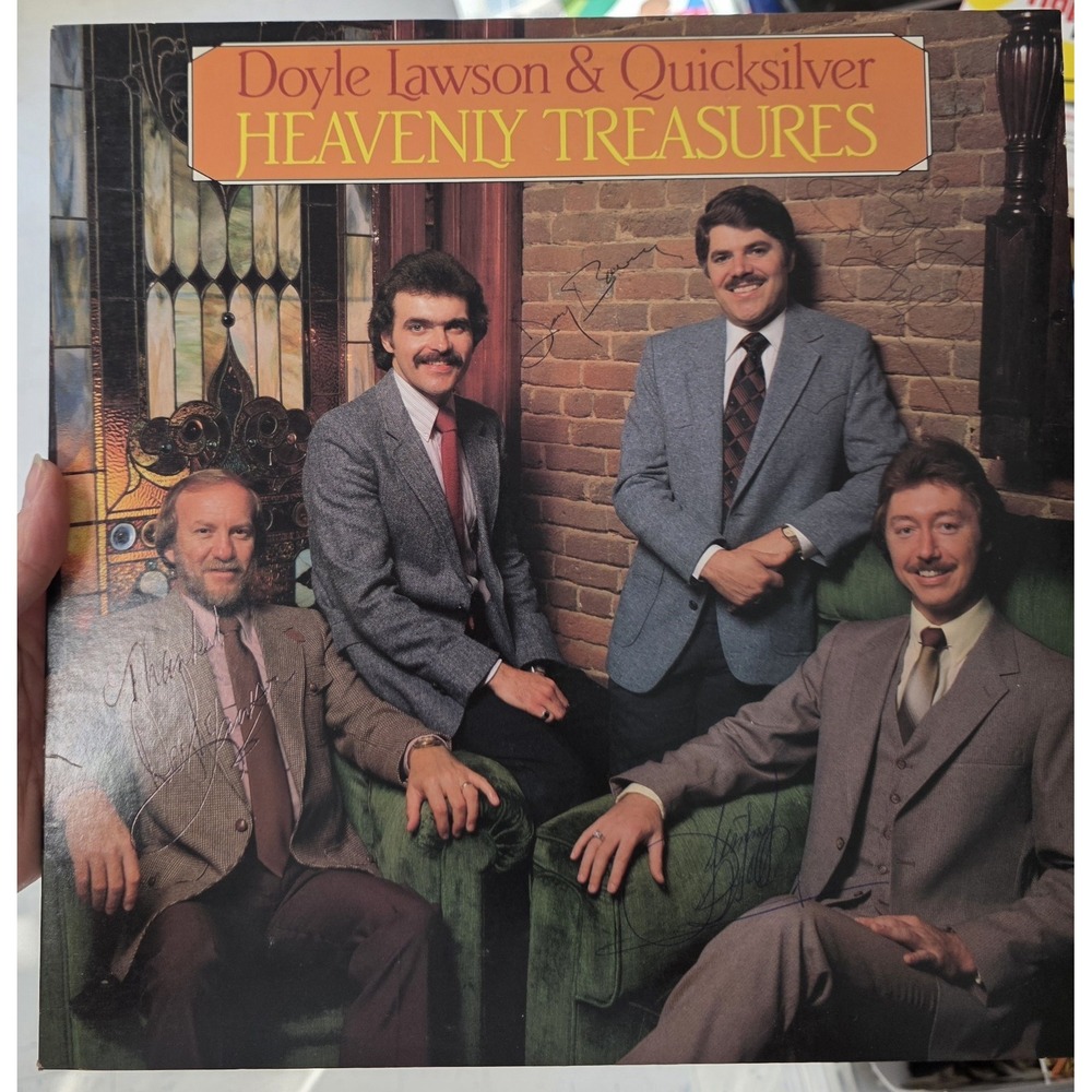 Signed Doyle Lawson & Quicksilver Heavenly Treasures 1983 LP Vinyl Record Vtg‎